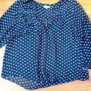 Blue Lotus peasant blouse.  Long sleeves XXL